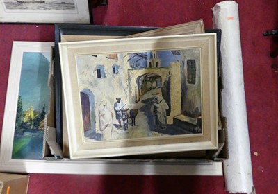 Lot 1107 - A box of assorted amateur artwork, to include...