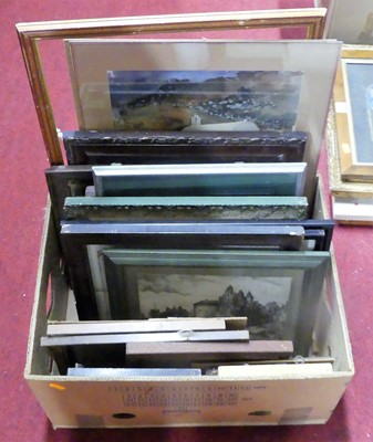 Lot 1108 - A box of assorted prints and frames,...