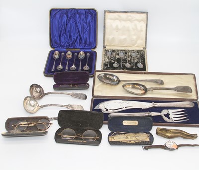 Lot 532 - A Victorian silver serving spoon; together...