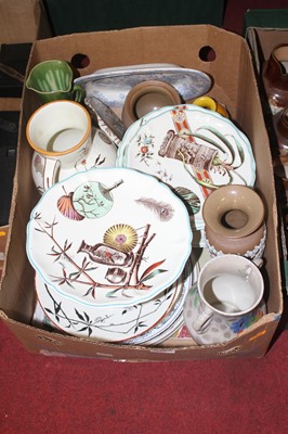 Lot 728 - A box of ceramics to include a Linthorpe...