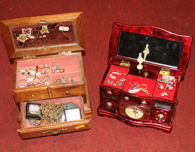 Lot 544 - Two jewellery boxes containing costume jewellery