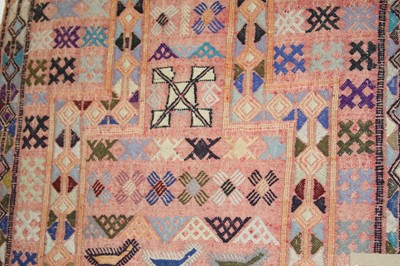 Lot 553 - A Turkish woollen runner, having geometric...