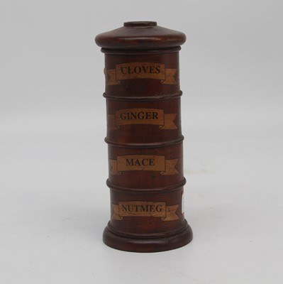 Lot 560 - A modern four-division wooden spice tower, h.19cm