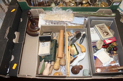 Lot 799 - A box of sewing related items to include pin...