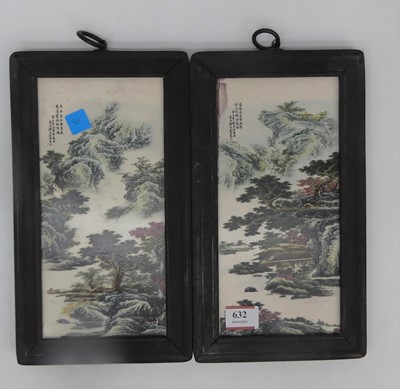 Lot 632 - Two modern Chinese porcelain plaques, in...