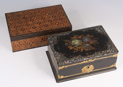 Lot 4233 - A Victorian rosewood and Tunbridge ware work...