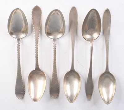 Lot 4136 - A set of three Norwegian silver serving spoons,...