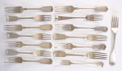 Lot 4128 - A set of four Victorian silver table forks, in...