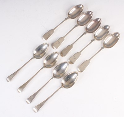 Lot 4127 - A set of five Victorian silver dessert spoons,...