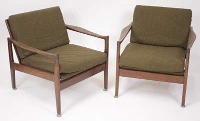 Lot 479 - A pair of 1960s Jentique teak open armchairs,...