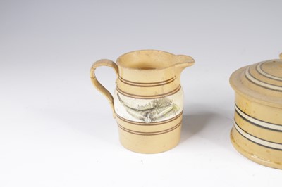 Lot 4020 - A mochaware milk jug, 19th century, decorated...