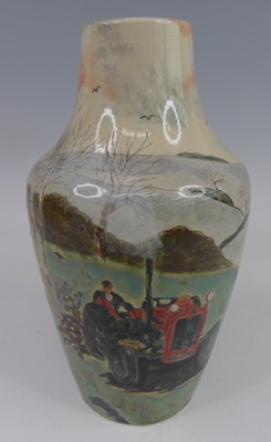Lot 37 - A Cobridge Stoneware vase in the Logging...