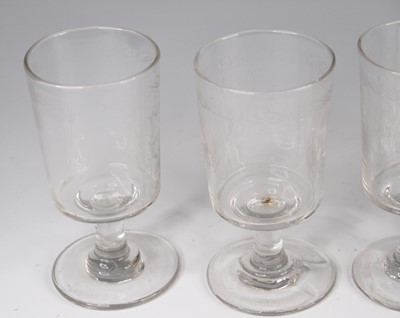 Lot 4092 - A set of eight Georgian glass rummers, the...