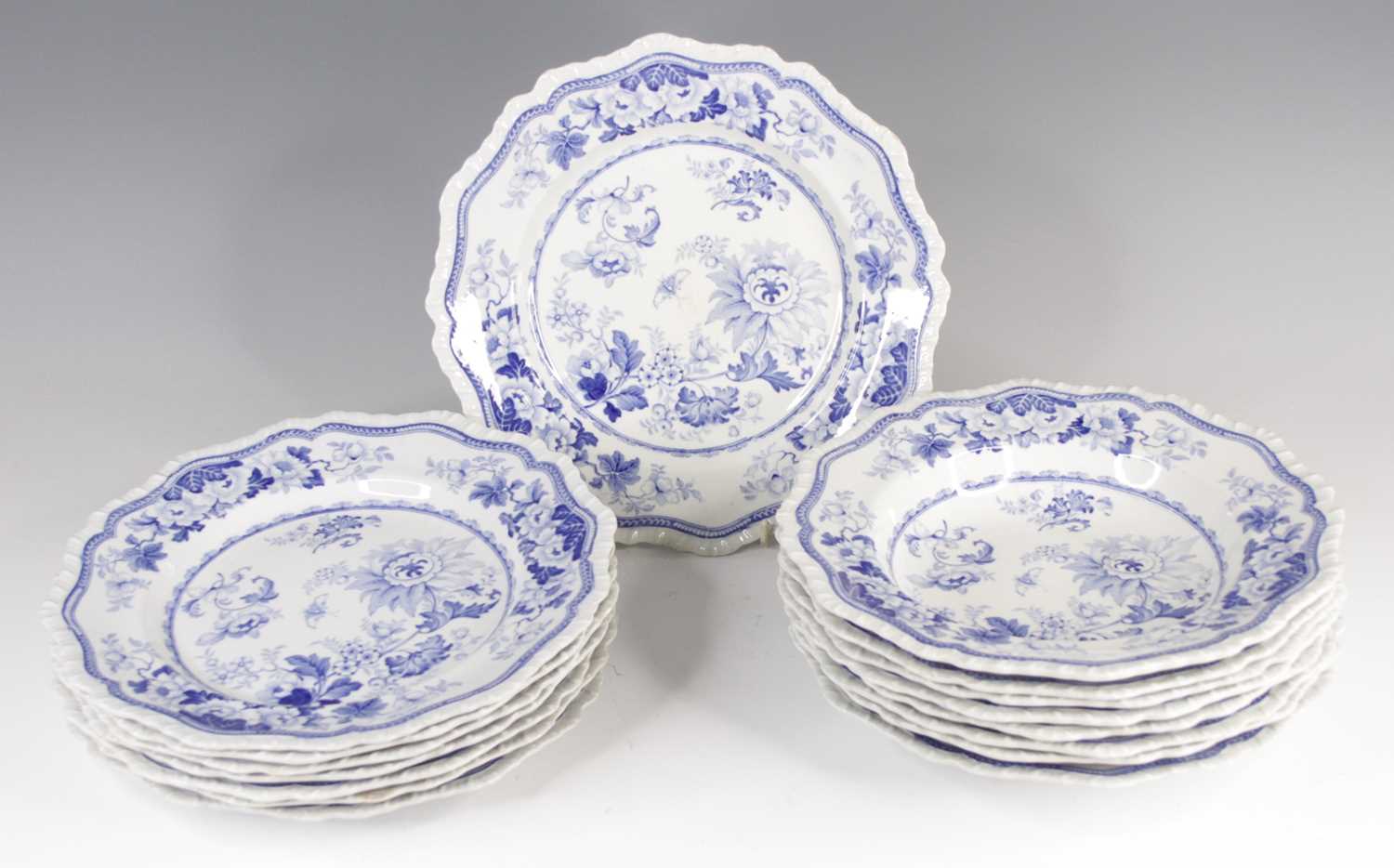 Lot 4034 - A Hicks and Meigh ironstone blue and white...