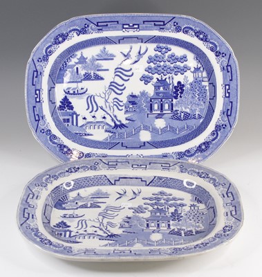 Lot 4037 - A matched pair of Staffordshire blue and white...