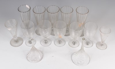 Lot 4088 - A collection of Georgian wrythen glassware, to...