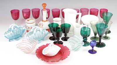 Lot 4102 - A collection of mixed coloured glassware, 19th...