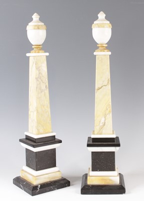 Lot 4252 - A pair of Victorian marble obelisk, each...