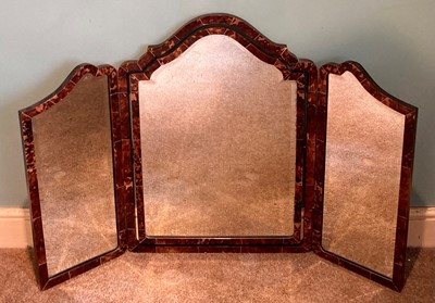 Lot 4438 - A circa 1900 tortoiseshell veneered triptych...