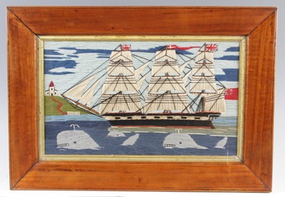 Lot 4289 - A sailor's woolwork depicting a three-masted...
