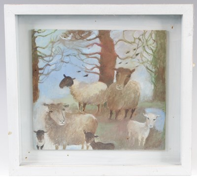 Lot 4354 - Tessa Newcomb (b.1955) - Sheep, oil on...