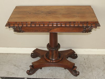 Lot 4461 - A William IV rosewood fold-over card table,...