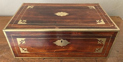 Lot 4378 - A Regency rosewood and brass inlaid fold-over...