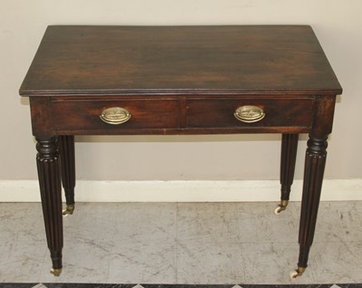 Lot 4362 - A 19th century mahogany two drawer side table,...