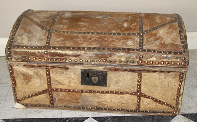 Lot 4419 - A 19th century hide, leather and brass studded...