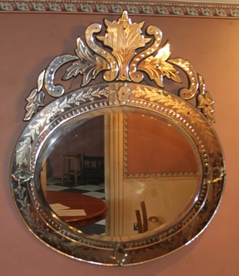 Lot 4487 - A late 19th century Venetian oval wall mirror,...