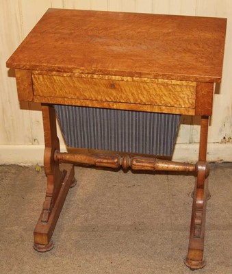 Lot 4363 - An early Victorian birds-eye maple work table,...