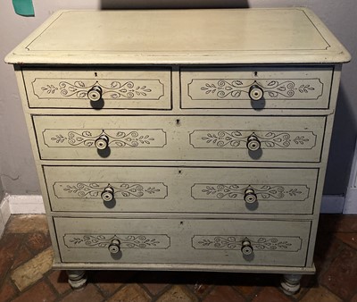 Lot 4417 - A Victorian painted pine round cornered chest...