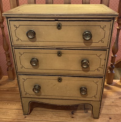 Lot 4410 - A Regency painted pine chest of three long...