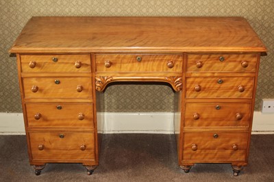 Lot 4480 - A mid-Victorian satinwood kneehole dressing...