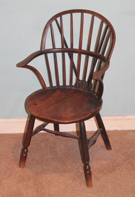 Lot 4506 - A 19th century elm and oak stickback tub...