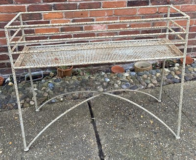 Lot 4546 - A tubular iron plant stand, of rectangular...