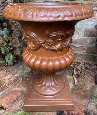 Lot 4541 - A basalt decorated stoneware pedestal garden...