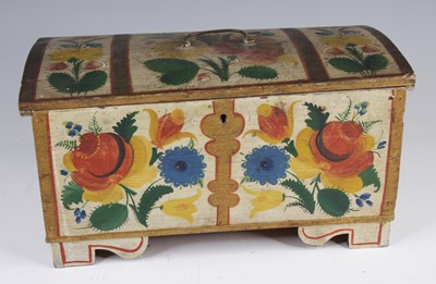 Lot 4231 - A Folk Art floral polychrome painted pine...