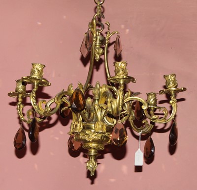 Lot 4436 - A French gilt bronze six-branch hanging...