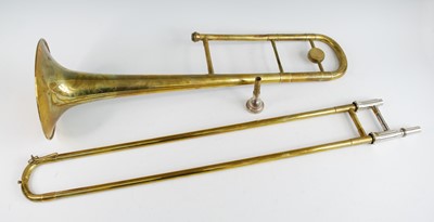 Lot 1123 - A Lafleur brass trombone, Imported by Boosey &...