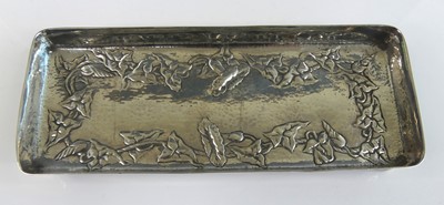 Lot 166 - An Arts & Crafts silver tray by Gilbert Marks,...