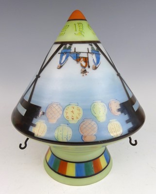 Lot 147 - An Art Deco glass ceiling pendant, of conical...