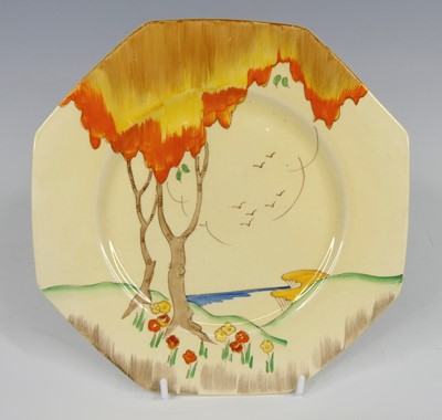 Lot 91 - A 1930s Clarice Cliff octagonal plate in the...