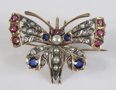 Lot 2175 - A yellow and white metal multi-stone butterfly...