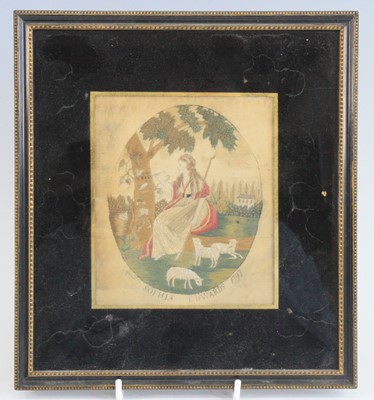 Lot 2506 - A George III silkwork panel depicting Erminia...