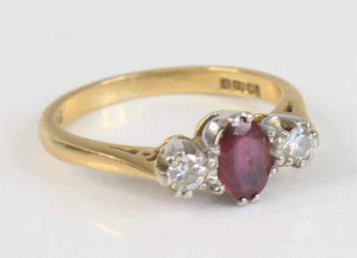 Lot 2343 - A modern 18ct gold, ruby and diamond...