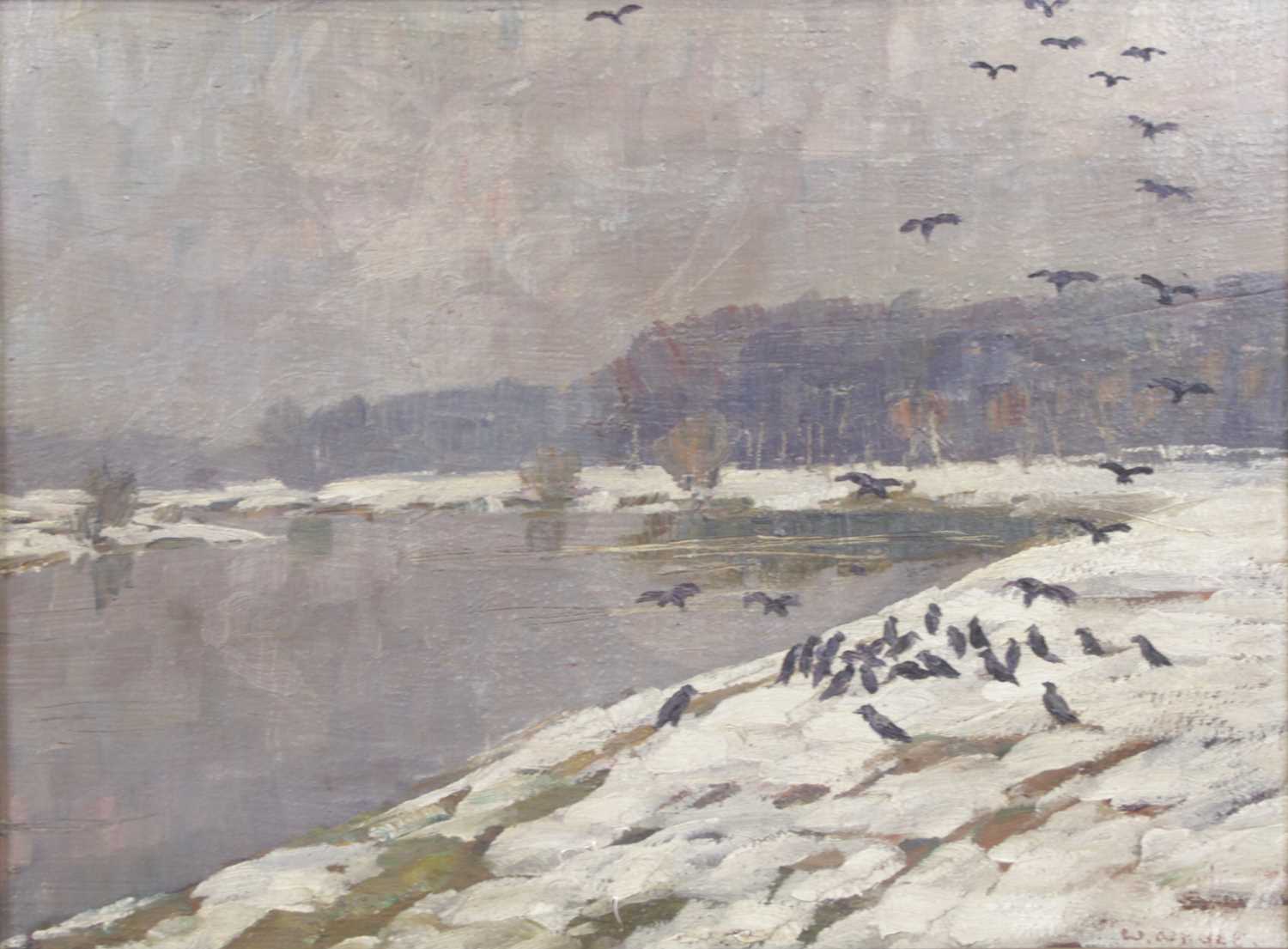 Lot 2595 - Wilhelm Nagel (1866-1945) - Winter on the Dee,...