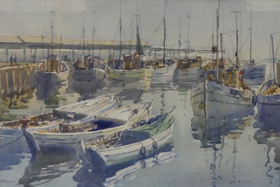 Lot 394 - Alan Reid Cook (1920-1974) - Fishing boats in...