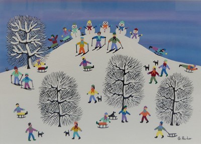 Lot 356 - Gordon Barker (b.1960) - Skiing and skating on...