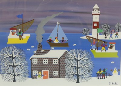 Lot 357 - Gordon Barker (b.1960) - Winter sailing by the...